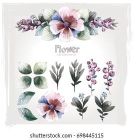 Flowers, celebration postcards decoration set