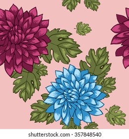 Flowers chrysanthemum pattern on pink background