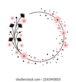 icono de decoración de borde de círculo de flores