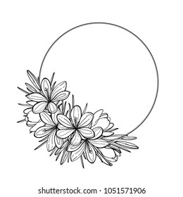 Flowers in circle frame