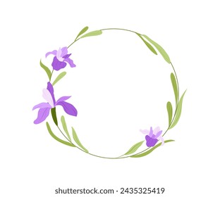 Flowers circle frame. Bouquets for wedding and marriage ceremony. Graphic element for website. Holiday and event. Cartoon flat vector illustration isolated on white background