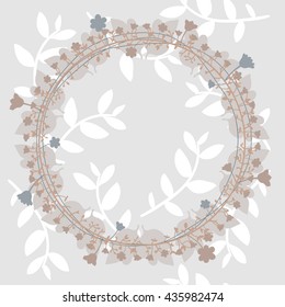 Flowers circle frame in vector. Nature background with plants