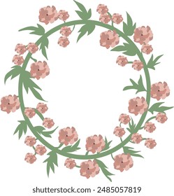 Flowers circle frame. Flowers wreath vector illustration. Boho design