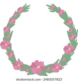 Flowers circle frame. Flowers wreath vector illustration. Boho design