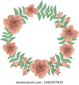 Flowers circle frame. Flowers wreath vector illustration. Boho design