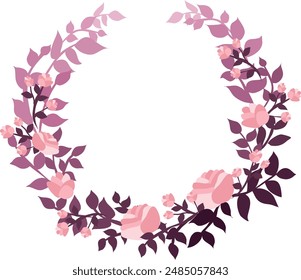 Flowers circle frame. Flowers wreath vector illustration. Boho design