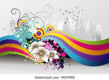 Flores en la ciudad Vectores Ilustraciones