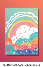 Flowers and clouds abstract shapes, notebook cover.