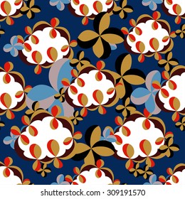 flowers and clouds on a blue background wallpaper