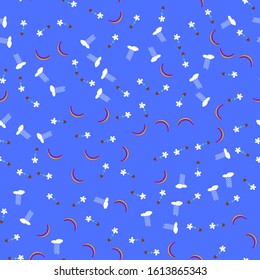 flowers, clouds with rain, rainbow vector background. repeating shapes. pattern.