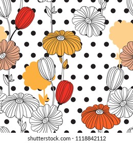 Flowers. Collage. Seamless pattern. Decorative image for print and fabric.