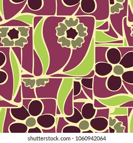 The flowers collected by their fragments of squares are arranged in a careless manner. Seamless multi-colored pattern. Peculiar camouflage.