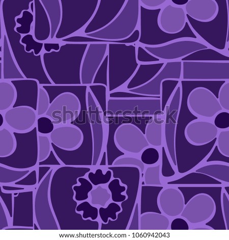 The flowers collected by their fragments of squares are arranged in a careless manner. Seamless multi-colored pattern. Peculiar camouflage.