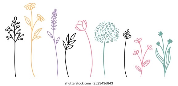 coleção de flores primavera ilustrações vetor