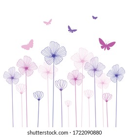 Flowers colored background isolated on white. Vector illustration