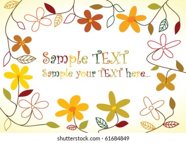 Flowers with colored blooms and leaves - vector background