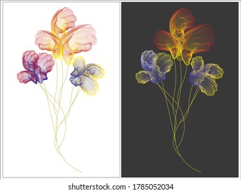 Flowers with colorful petals. Web based vector illustration with set of two attractive background for wallpaper, fashion designing, product packet box, background, print and other commercial purpose.
