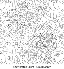 flowers, coloring for adults pattern