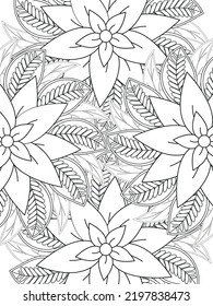 Flowers coloring book page. Isolated on white background. Doodle drawing anti-stress coloring books page for adults or children. Flat  Illustration