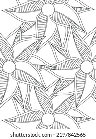Flowers coloring book page. Isolated on white background. Doodle drawing anti-stress coloring books page for adults or children. Flat  Illustration