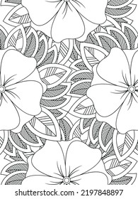 Flowers coloring book page. Isolated on white background. Doodle drawing anti-stress coloring books page for adults or children. Flat  Illustration