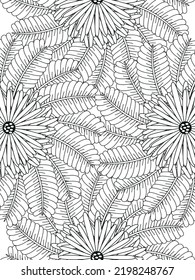 Flowers coloring book page. Isolated on white background. Doodle drawing anti-stress coloring books page for adults or children. Flat Vector Illustration