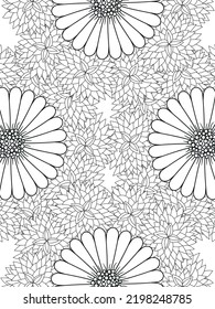 Flowers coloring book page. Isolated on white background. Doodle drawing anti-stress coloring books page for adults or children. Flat Vector Illustration