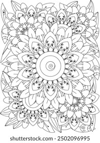 Flores para colorear Libro Páginas Patrones de flores