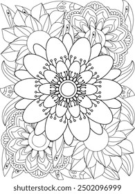 Flores para colorear Libro Páginas Patrones de flores