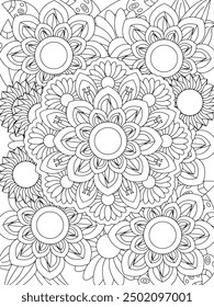 Flores para colorear Libro Páginas Patrones de flores