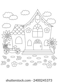 Flowers coloring page. Floral coloring. Adult coloring. Vector illustration.