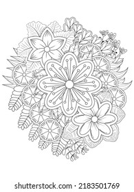 Flowers coloring pages for adults .black  white coloring pages .