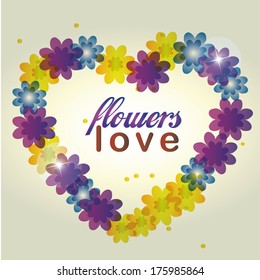 a lot of flowers composing a heart with some text