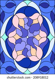  Flowers composition. Floral pattern for stained glass window.