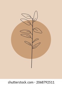 Flowers continuous Line art . Abstract contemporary collage of geometric shapes in a modern trendy style.