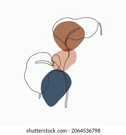 Flowers continuous line drawing. Foliage line art drawing with abstract shape. Abstract plant art design for print, cover, wallpaper, Minimal and natural wall art. Vector illustration. 