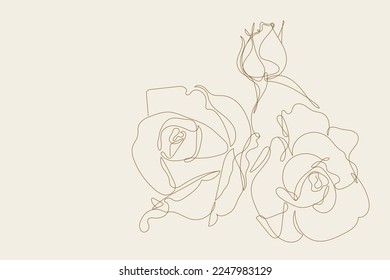 Flores en estilo de dibujo de línea continua. Diseño lineal minimalista de flor rosa sobre un fondo blanco.