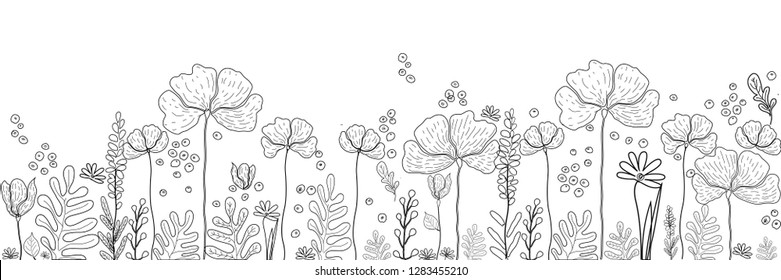 
flowers, contour, skinali, vector