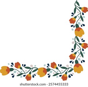 Flowers Corner Frame Vector Illustration