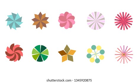 Flowers created from geometric shapes