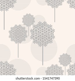 Flowers created with simple shapes. Soft seamless pattern.