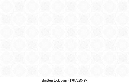 Flowers and Curves in silver on white background - Indian Cultural Rangoli, Kolam or Paisley vector line art in seamless pattern, for wear fabric, apparel textile, garment, phone case.