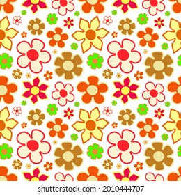 Flowers cute colorful seamless pattern on white background