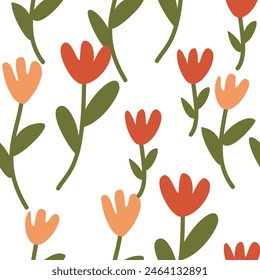 Flowers cute design seamless pattern on white background