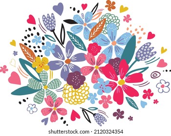 Flowers. Cute Karten und Plakate für den Frühlingsurlaub. Vektorillustration-Illustration