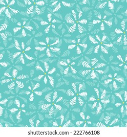 Flowers.  Daisies. Floral seamless pattern. Light blue background. Strokes flowers.