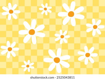 Flores Daisy Padrão Sem Costura Com Fundo Quadrado Amarelo Papel De Parede