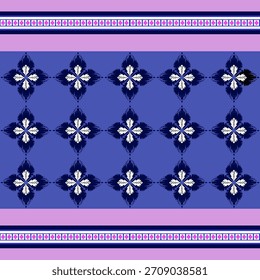 Flores de damasco en patrón rosa y azul - flores de damasco de fondo - Ropa de diseño de damasco 