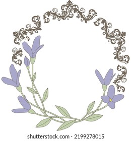 flowers and damask vector frame
