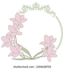 flowers and damask vector frame